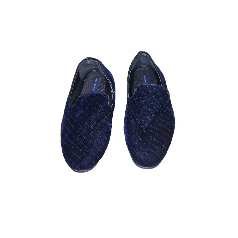 Giorgio Brutini Loafers Men Sz 9 M Blue Velvet Low Heel Designer Workwear‎